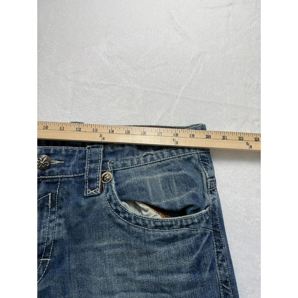 Rock Revival John Straight Jeans Blue Fleur de Lis Pockets 40x33 RRJ8618ST - Picture 6 of 7